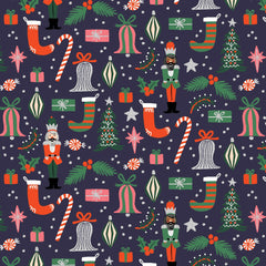Cotton + Steel Rifle Paper Co. Holiday Classics Deck the Halls - navy metallic