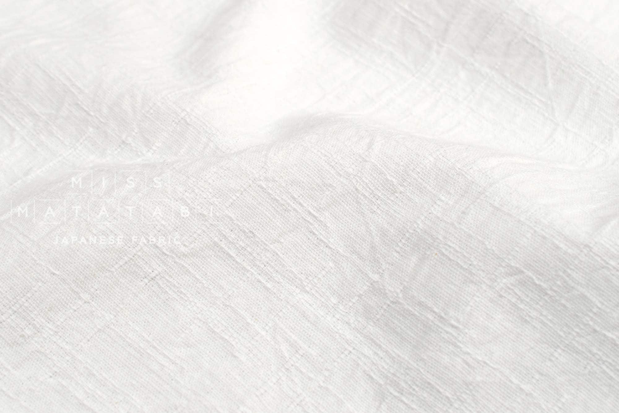 Japanese Fabric Momiji Tsumugi Washed Dobby - shiro - 50cm
