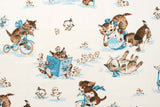 Japanese Fabric Storybook Puppy and Kitten - blue - 50cm