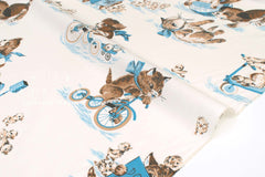 Japanese Fabric Storybook Puppy and Kitten - blue - 50cm