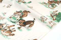 Japanese Fabric Storybook Puppy and Kitten - green - 50cm