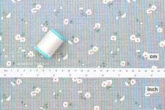 Japanese Fabric Daisy Grid - blue - 50cm