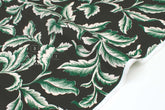 DEADSTOCK Japanese Fabric Rayon Fujiette Leaves - black, green - 50cm