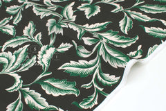 DEADSTOCK Japanese Fabric Rayon Fujiette Leaves - black, green - 50cm