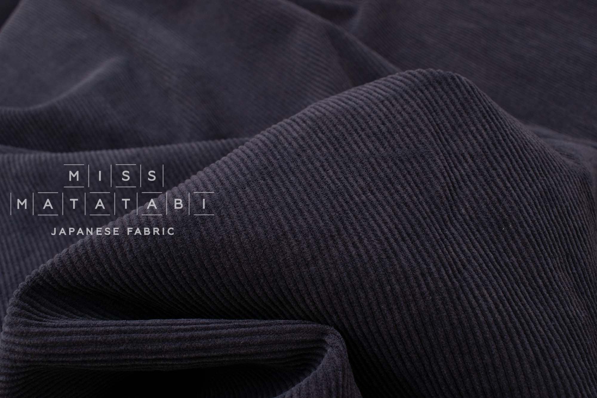 Japanese Fabric Shokunin Collection Yarn-dyed Kotohiradaki Corduroy - dark navy - 50cm