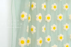 Japanese Fabric Punch Needling Style Flower Embroidery - sage mint - 50cm