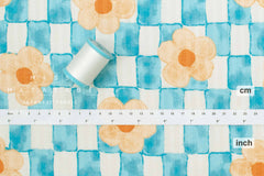 Japanese Fabric Ichimatsu Flowers - B - 50cm