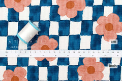 Japanese Fabric Ichimatsu Flowers - D - 50cm