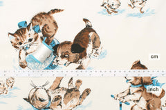 Japanese Fabric Storybook Puppy and Kitten - blue - 50cm