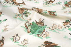 Japanese Fabric Storybook Puppy and Kitten - green - 50cm