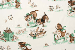 Japanese Fabric Storybook Puppy and Kitten - green - 50cm