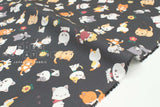 Japanese Fabric Retro Show Cats - 50cm