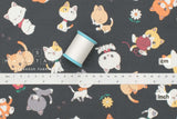 Japanese Fabric Retro Show Cats - 50cm
