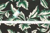 DEADSTOCK Japanese Fabric Rayon Fujiette Leaves - black, green - 50cm
