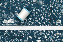 DEADSTOCK Japanese Fabric Canvas Spring Bunnies - blue - 50cm