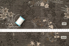 Japanese Fabric Yarn Dyed Woven Jacquard Ohana - black, latte - 50cm