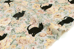 Japanese Fabric Boy Cat and Flowers - C - 50cm