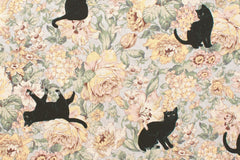 Japanese Fabric Boy Cat and Flowers - C - 50cm