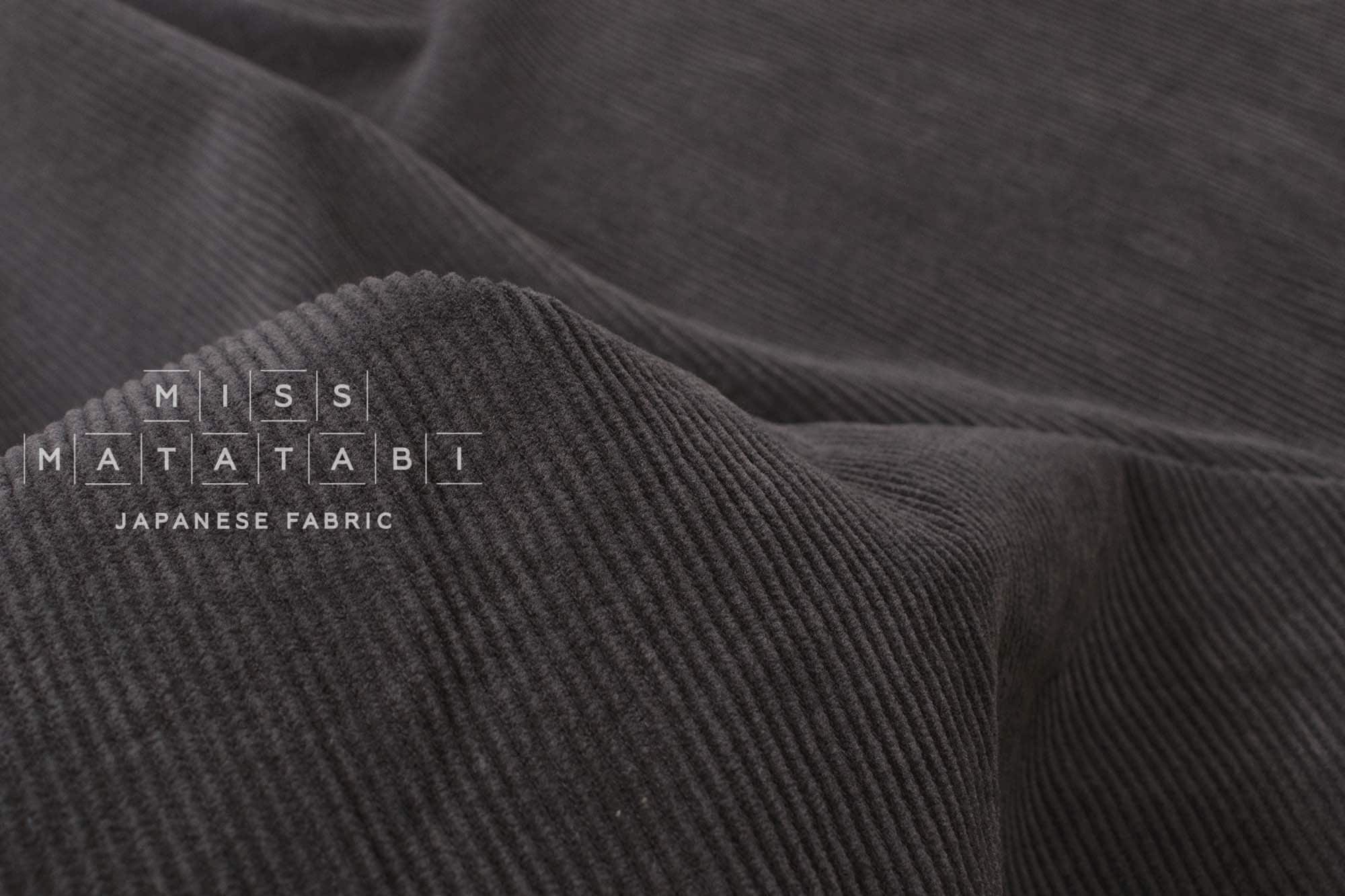 Japanese Fabric Shokunin Collection Yarn-dyed Kotohiradaki Corduroy - charcoal - 50cm