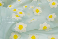 Japanese Fabric Punch Needling Style Flower Embroidery - sage mint - 50cm