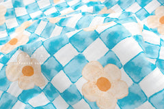 Japanese Fabric Ichimatsu Flowers - B - 50cm