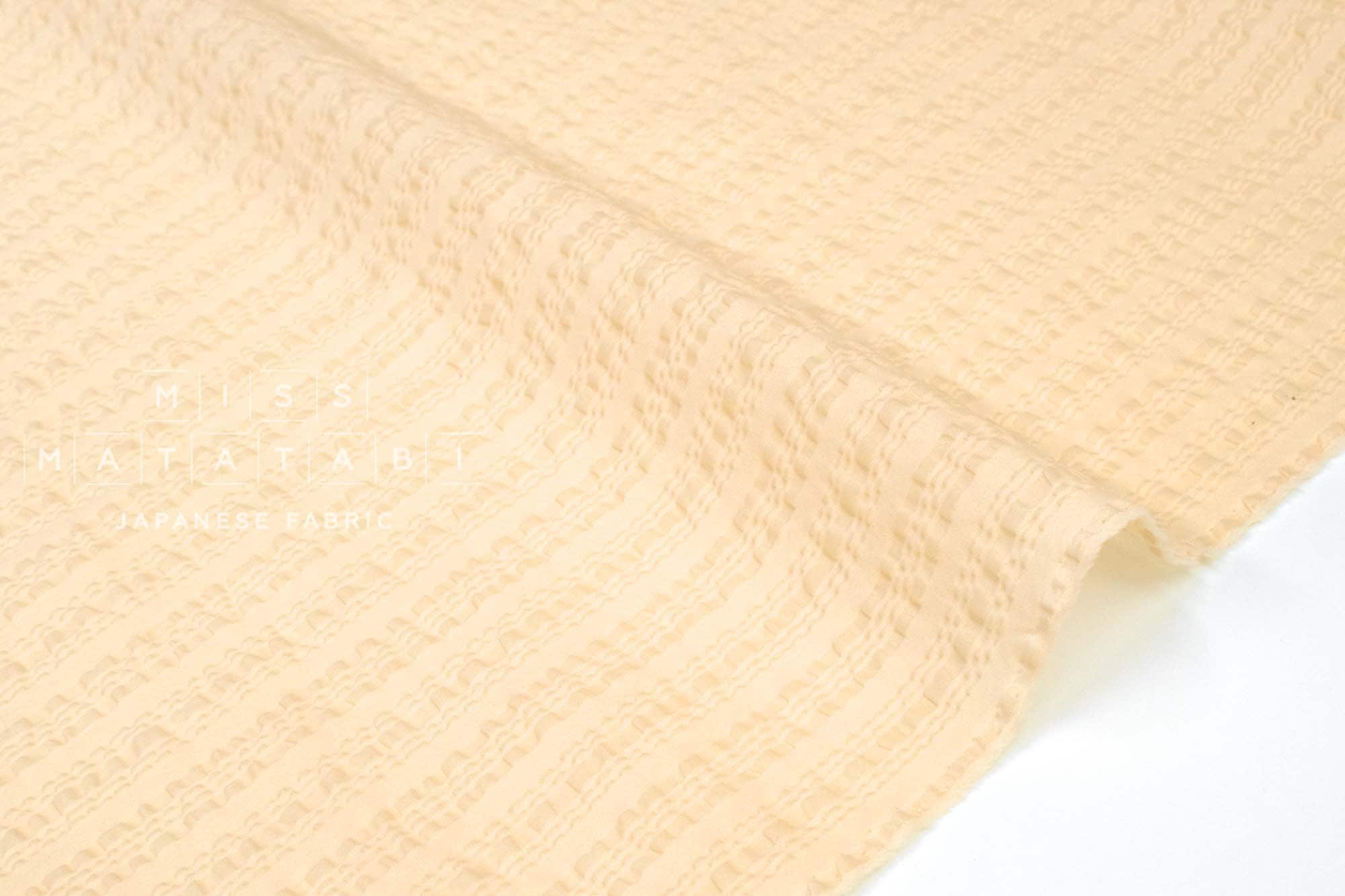 DEADSTOCK Japanese Fabric Solid Ripple - milk tea - 50cm