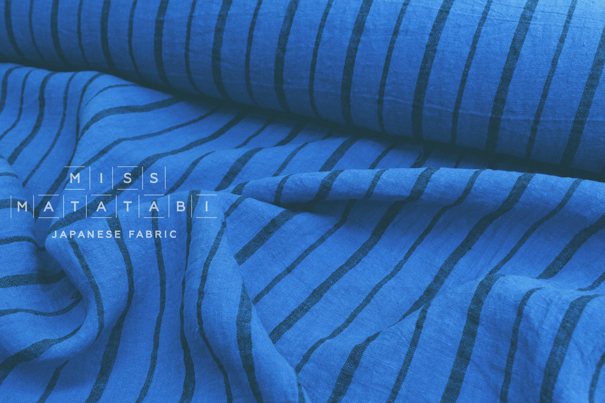 Japanese Fabric Shokunin Collection Yarn-dyed Azumadaki 75 - blue - 50cm