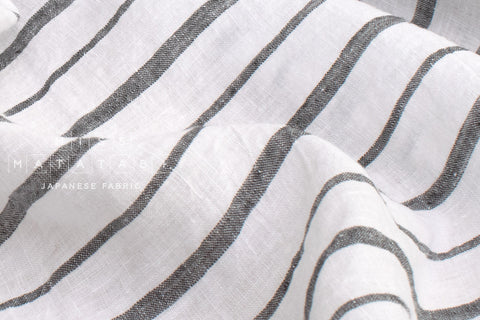 Japanese Fabric Shokunin Collection Yarn-dyed Azumadaki 75 - off white, black - 50cm