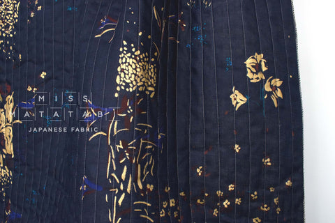 nani IRO Kokka Japanese Fabric PAL Quilted Linen - D navy blue - 50cm
