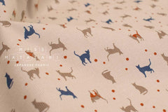 Japanese Fabric Corduroy Cats and Pindots - A - 50cm
