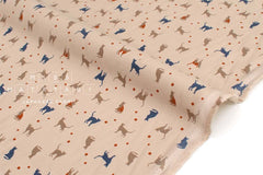 Japanese Fabric Corduroy Cats and Pindots - A - 50cm