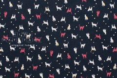 Japanese Fabric Corduroy Cats and Pindots - E - 50cm