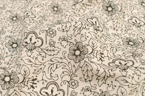 Japanese Fabric Sketched Little Floral Linen Blend - B - 50cm