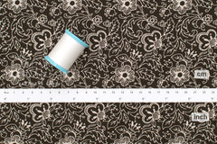 Japanese Fabric Sketched Little Floral Linen Blend - E - 50cm