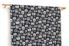Japanese Fabric Vintage Sake Labels - dark blue - 50cm