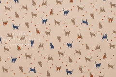 Japanese Fabric Corduroy Cats and Pindots - A - 50cm