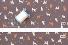 Japanese Fabric Corduroy Cats and Pindots - C - 50cm