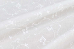 DEADSTOCK Japanese Fabric Embroidered Music Notes - off white - 50cm