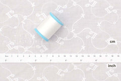 DEADSTOCK Japanese Fabric Embroidered Music Notes - off white - 50cm