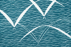 Shokunin Collection Hand-printed Chusen Japanese Yukata Fabric - Kamome Seagulls - 50cm