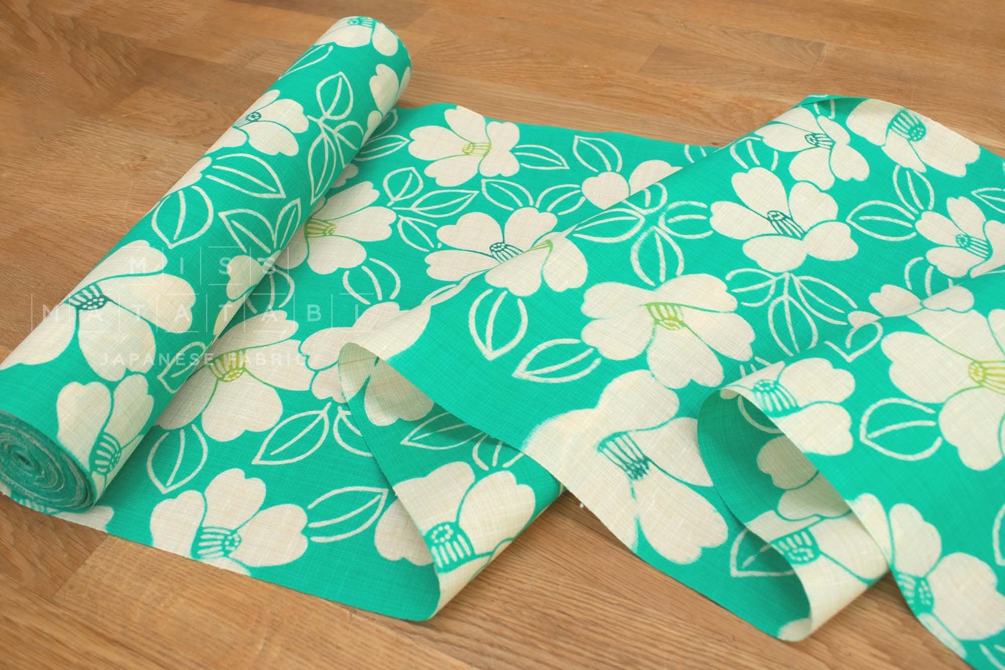 Shokunin Collection Hand-printed Chusen Japanese Yukata Fabric - Shirotsubaki - 50cm