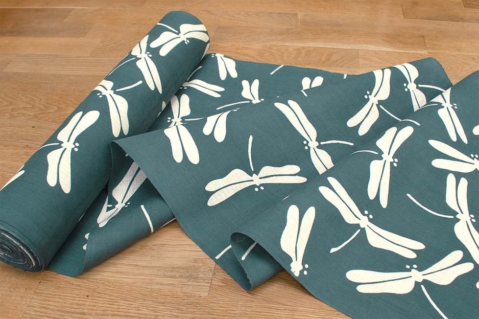 Shokunin Collection Hand-printed Chusen Japanese Yukata Fabric - Tonbo Dragonfly - 50cm