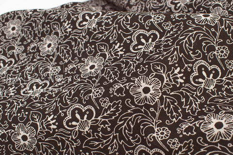 Japanese Fabric Sketched Little Floral Linen Blend - E - 50cm