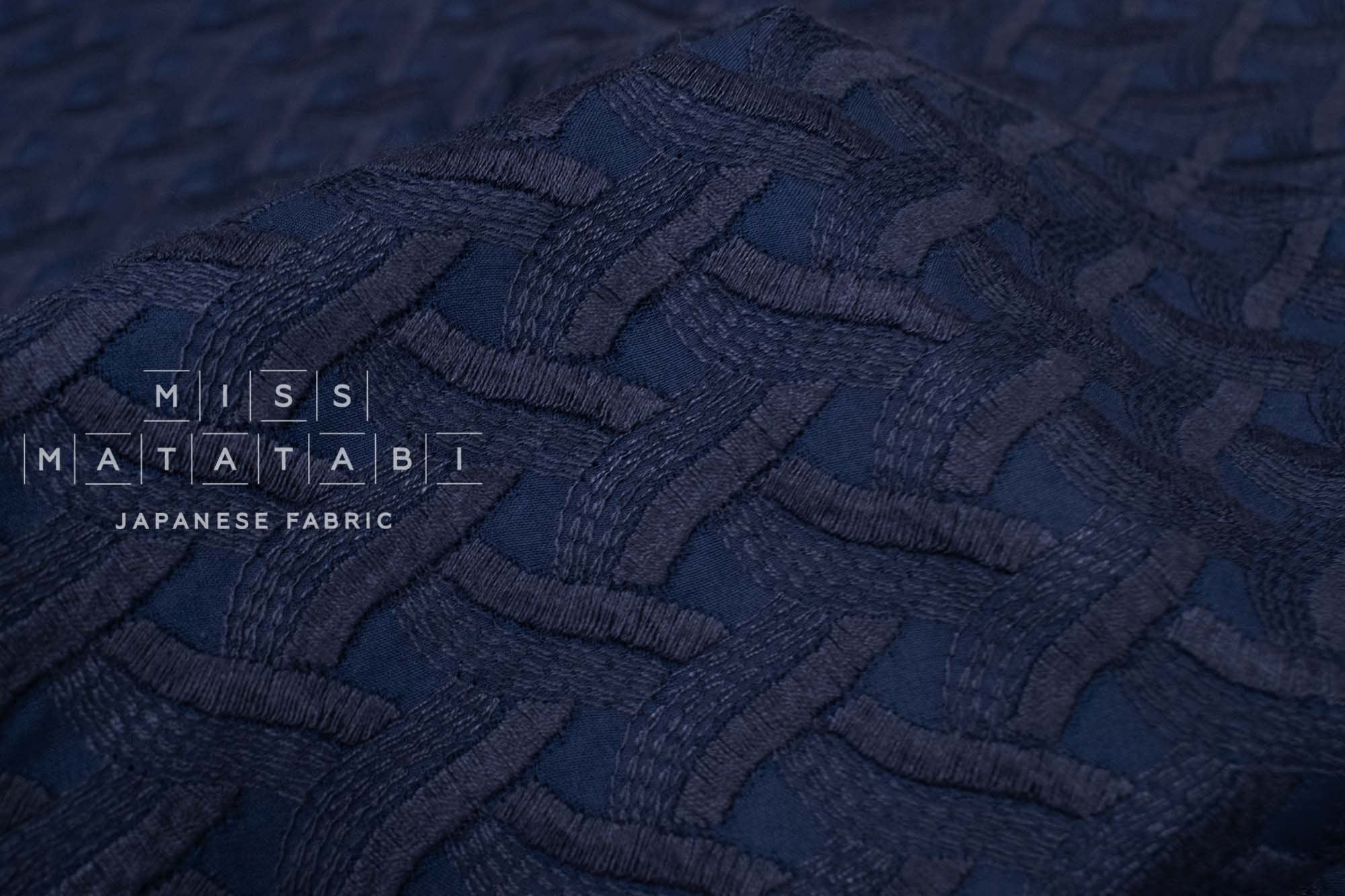 DEADSTOCK Japanese Fabric Embroidery - blue - 50cm