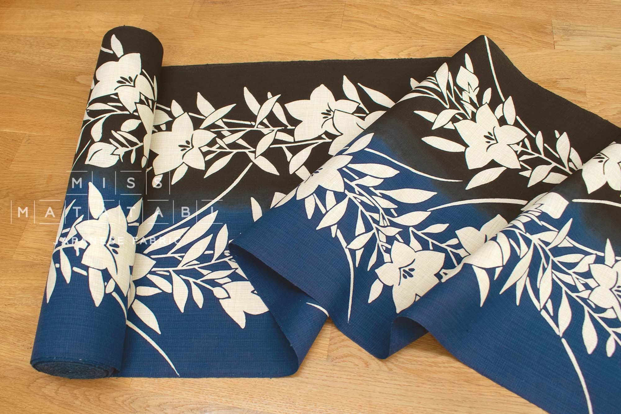 Shokunin Collection Hand-printed Chusen Japanese Yukata Fabric - Kikyou - 50cm