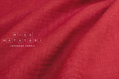 DEADSTOCK Japanese Fabric Washed Herringbone Linen Voile - red - 50cm
