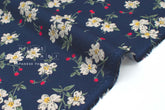 DEADSTOCK Japanese Fabric Strawberry Blossoms - navy blue - 50cm