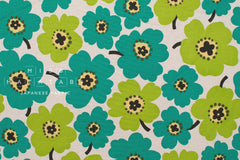 DEADSTOCK Japanese Fabric Canvas Big Poppy - green - 50cm