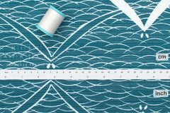 Shokunin Collection Hand-printed Chusen Japanese Yukata Fabric - Kamome Seagulls - 50cm