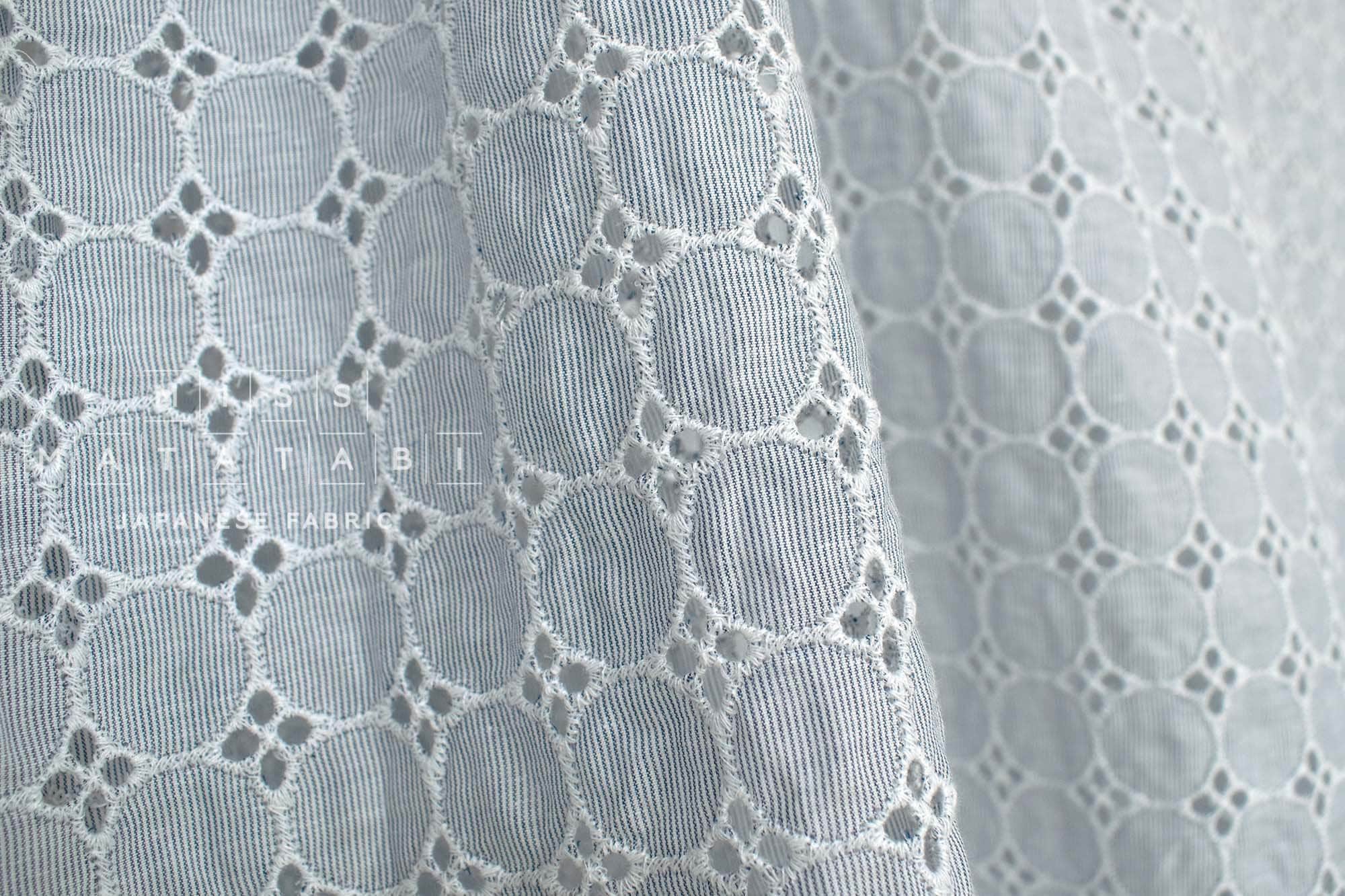 Japanese Fabric Embroidered Eyelet Cotton Lawn - June - 50cm